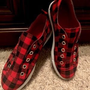 Plaid slip on sneakers Buffalo plaid- super cute